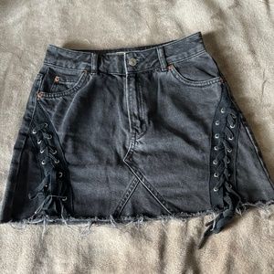 Topshop Moto Black Denim Mini Skirt